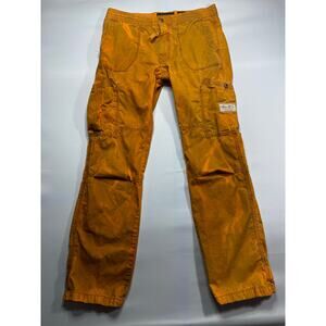 Akoo Brand Men's Straight Leg Distressed Orange Cargo Pants - Size 34x34